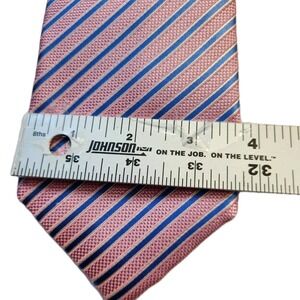 Tasso Elba 100% Silk Striped Repp Tie Hand Made Pink Blue Stripes Mens Necktie